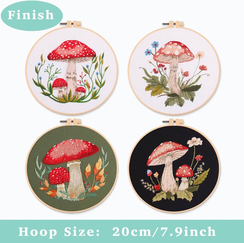 REEWISLY 4 pcs of Embroidery Starter kit with Patterns and Instructions, DIY Adult Beginner Embroidery Kits, Including 2 Plastic Embroidery Rings, 1 Pair of Scissors, Colored Threads and Needles - Image 3